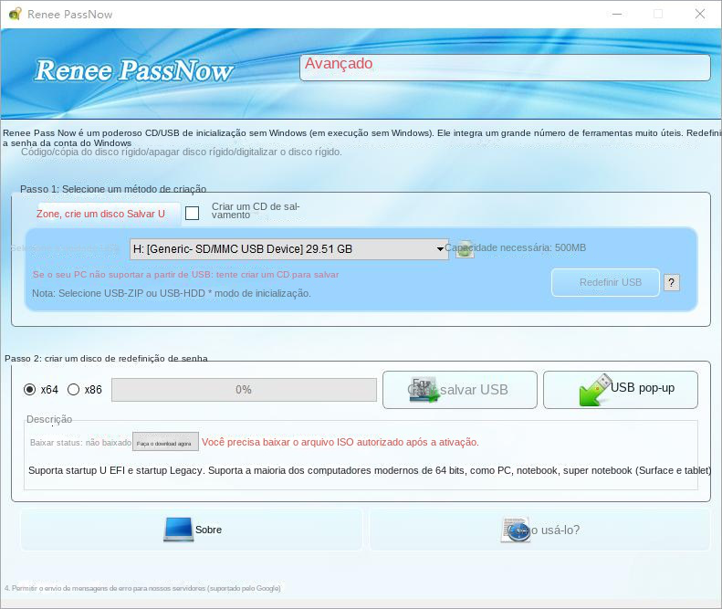 Crie um USB de resgate
