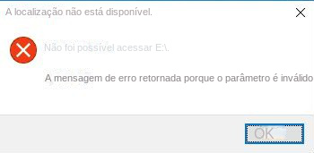 Não foi possível acessar, erro de parâmetro