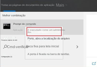 Execute o prompt de comando como administrador