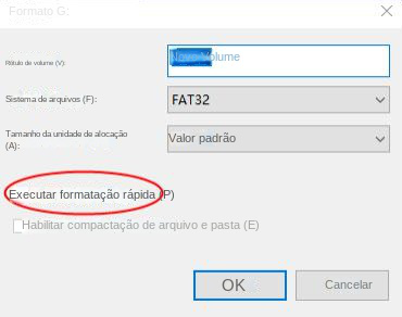 Execução de uma formatação rápida