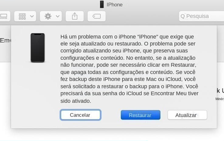 restaurar o iPhone no iTunes