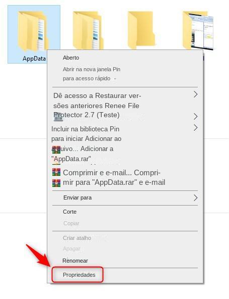 usar a opção de propriedade do botão direito do mouse