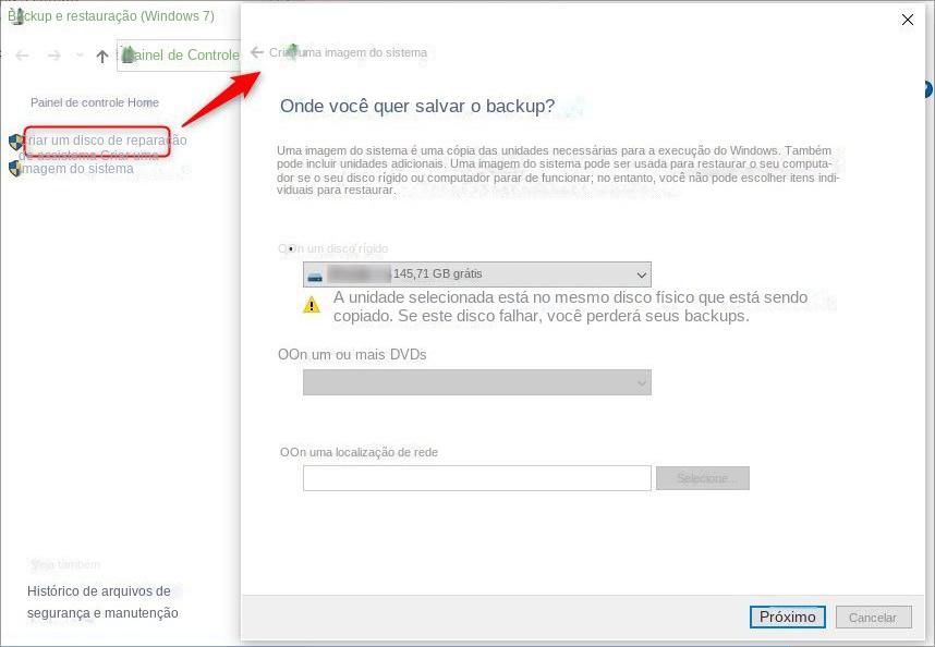 criar uma imagem do sistema