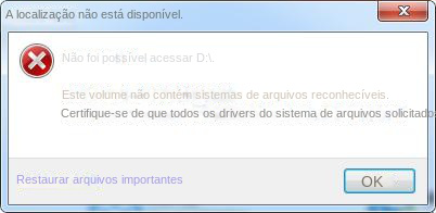 Não contém um sistema de arquivos reconhecível