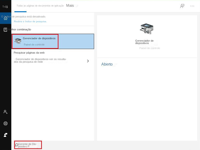 Pesquisar no Gerenciador de Dispositivos
