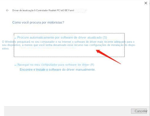 Selecione a opção Automatically search for updated driver software (Procurar automaticamente software de driver atualizado)