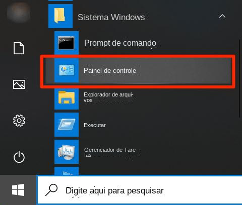Abrir o painel de controle no Windows 10