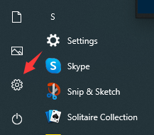 clique no ícone de configurações na barra inicial