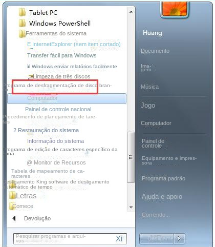 Abra o desfragmentador de disco