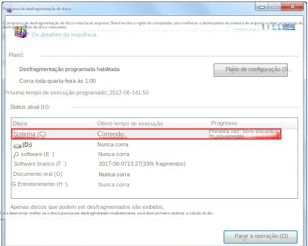 processo de desfragmentação