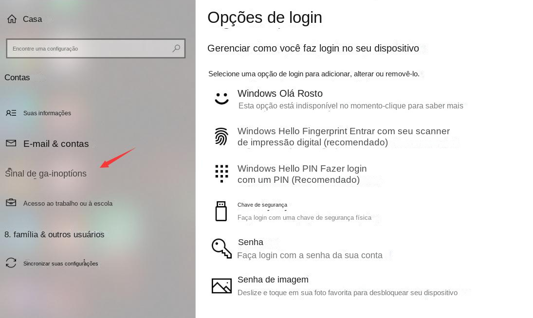 Gerencie como você faz login em seu dispositivo