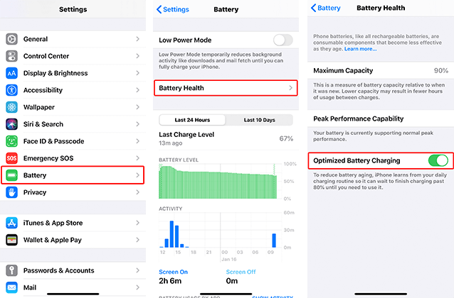 um dos novos recursos do ios13 é o carregamento otimizado da bateria