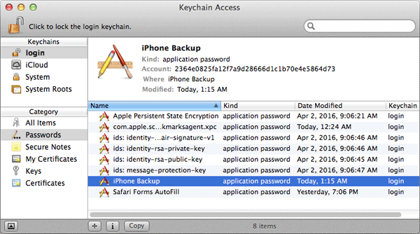esqueci a senha de backup do iphone