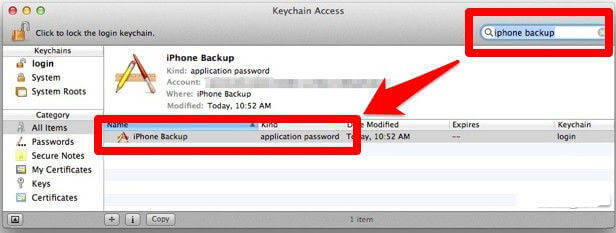 localizar backup do iphone no acesso ao chaveiro