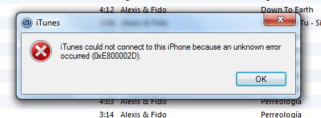 Solução do erro 0xe800002d do itunes
