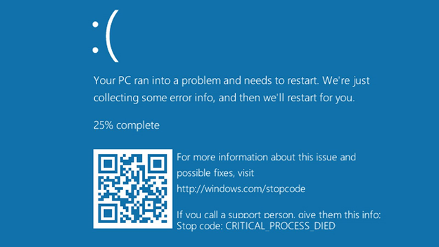 Captura da tela azul do Windows 10/11 com o código de parada 0x000000EF e a mensagem CRITICAL_PROCESS_DIED
