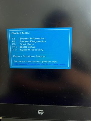 Menu de inicialização da HP com a opção de inicialização por USB em destaque