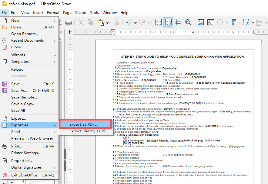 Exportar PDF no LibreOffice Draw