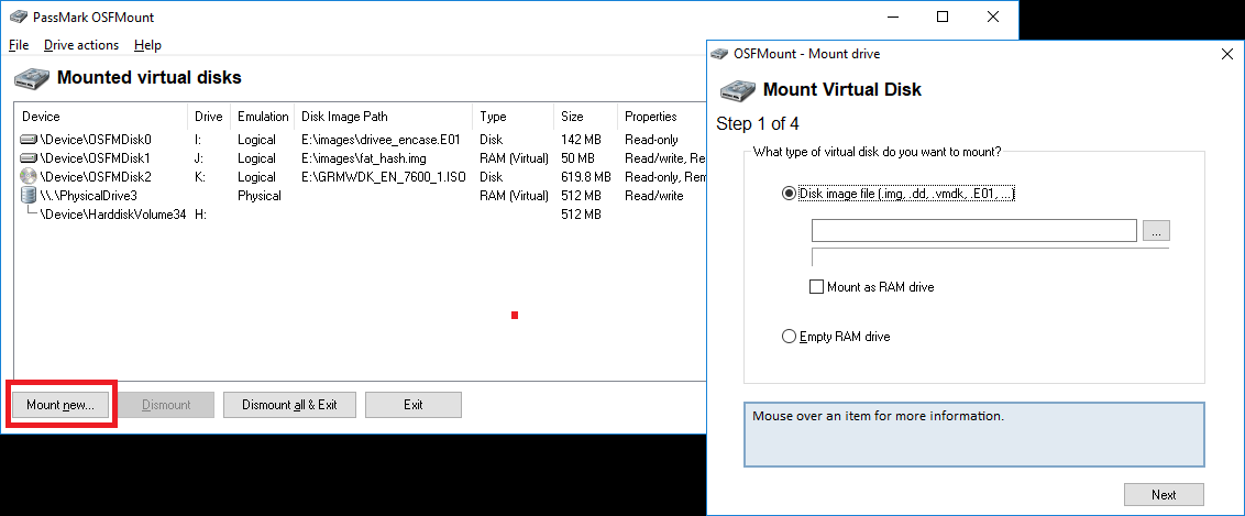osfmount mount new