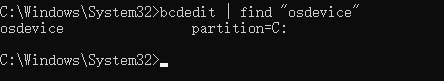 bcdedit localizar osdevice