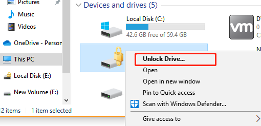 desbloquear o BitLocker To Go