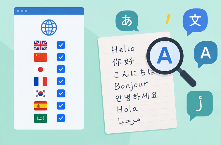 Anotações manuscritas em vários idiomas para o Word