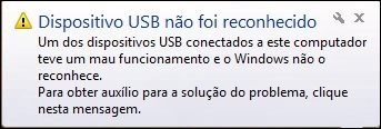 dispositivo USB não foi desconhecido