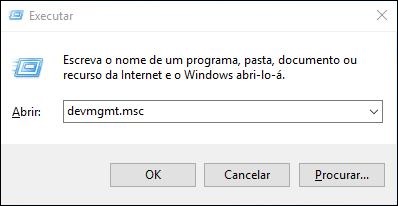 digitando o comando devmgmt.msc