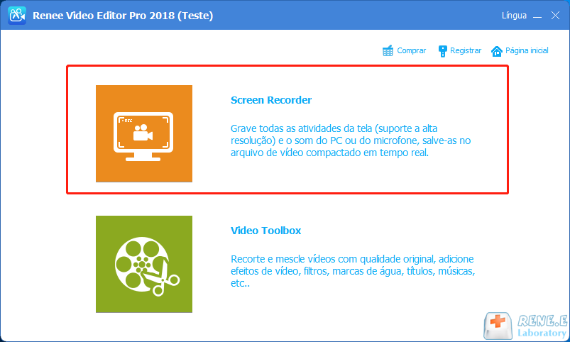 Escolha função Screen recorder