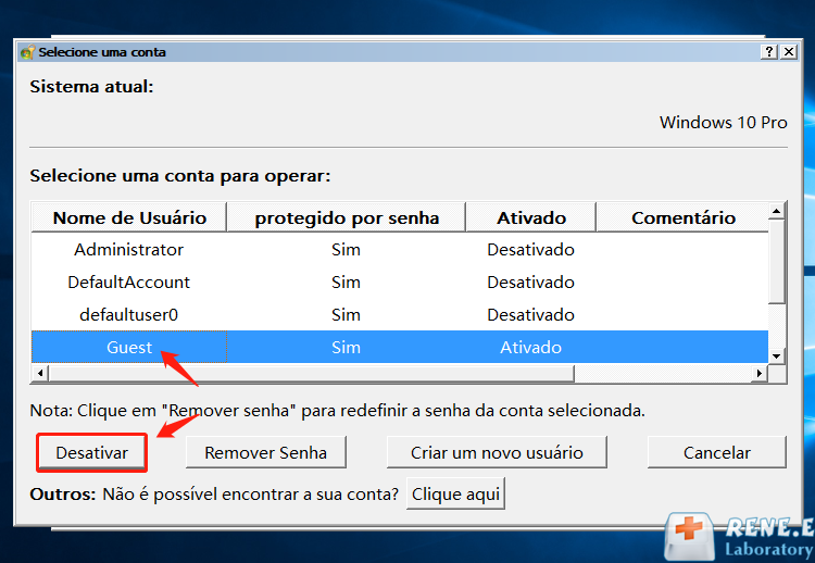 desativar guest
