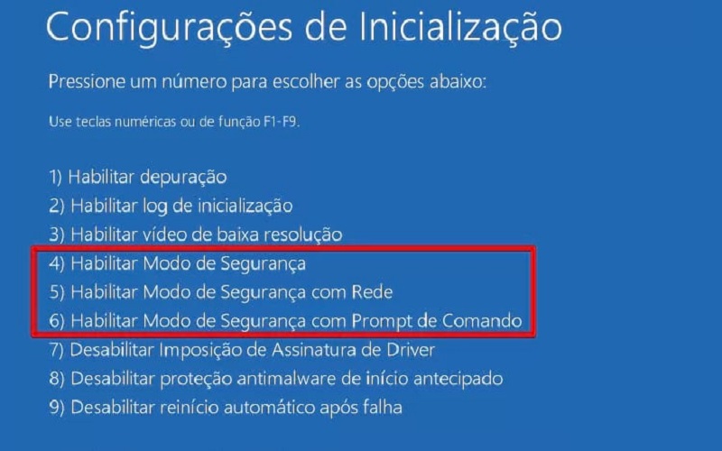 diferentes modos de segurança