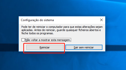 clique em reiniciar no arranque seguro 