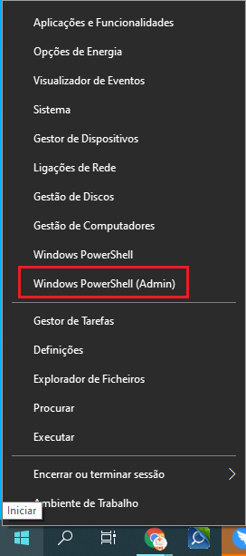 Escolha Windows PowerShell(Admin)