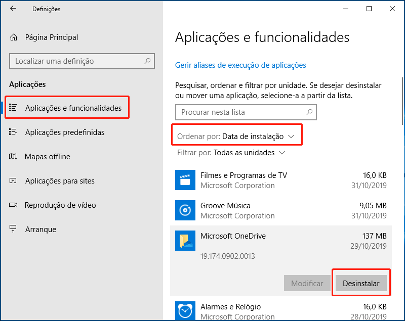 desinstalar os aplicativos instalados ultimamente