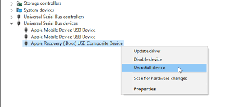 Desinstalar Apple Recovery USB Composite Device para resolver conexão usb instável