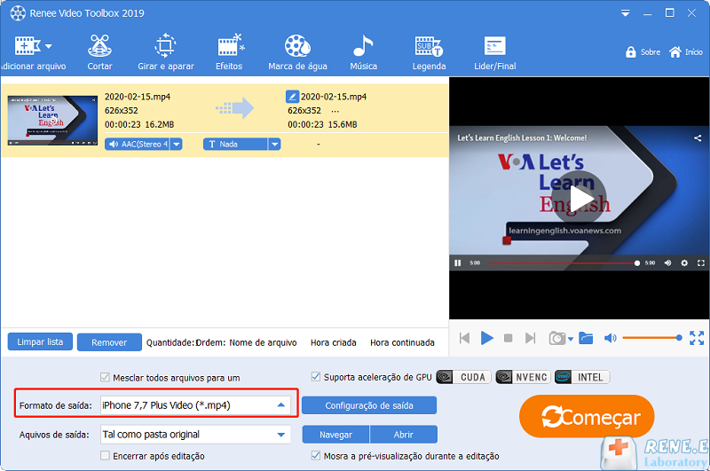 Converter formato com Renee Video Editor