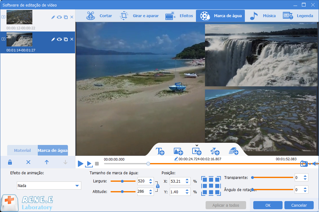 efeito de marca d'água de vídeo no renee video editor pro