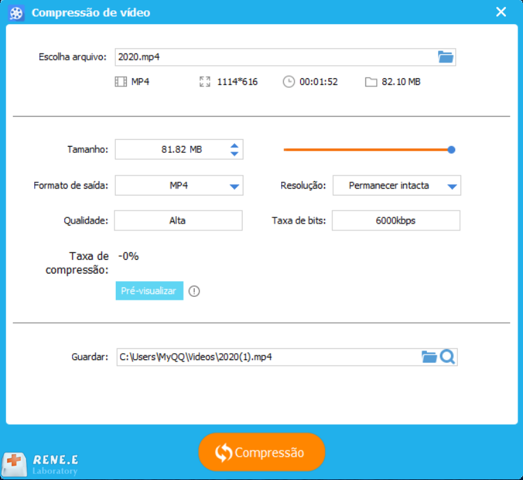 configurações de serviço on-line de compactação de vídeo
