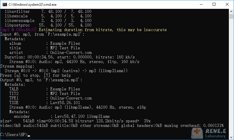 converter MP2 com FFMpeg