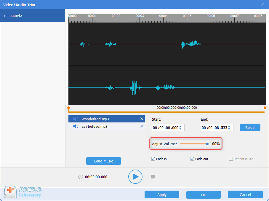 Alterar o volume do arquivo de áudio