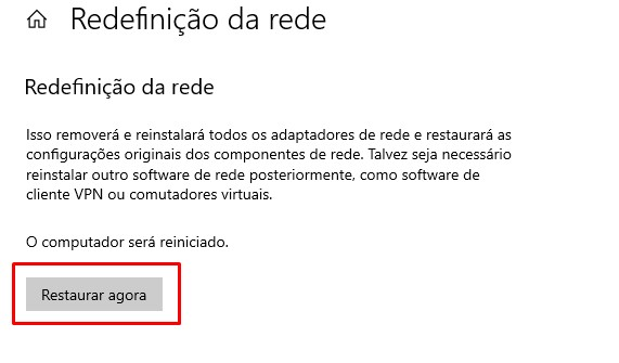 Windows Redefinição de rede