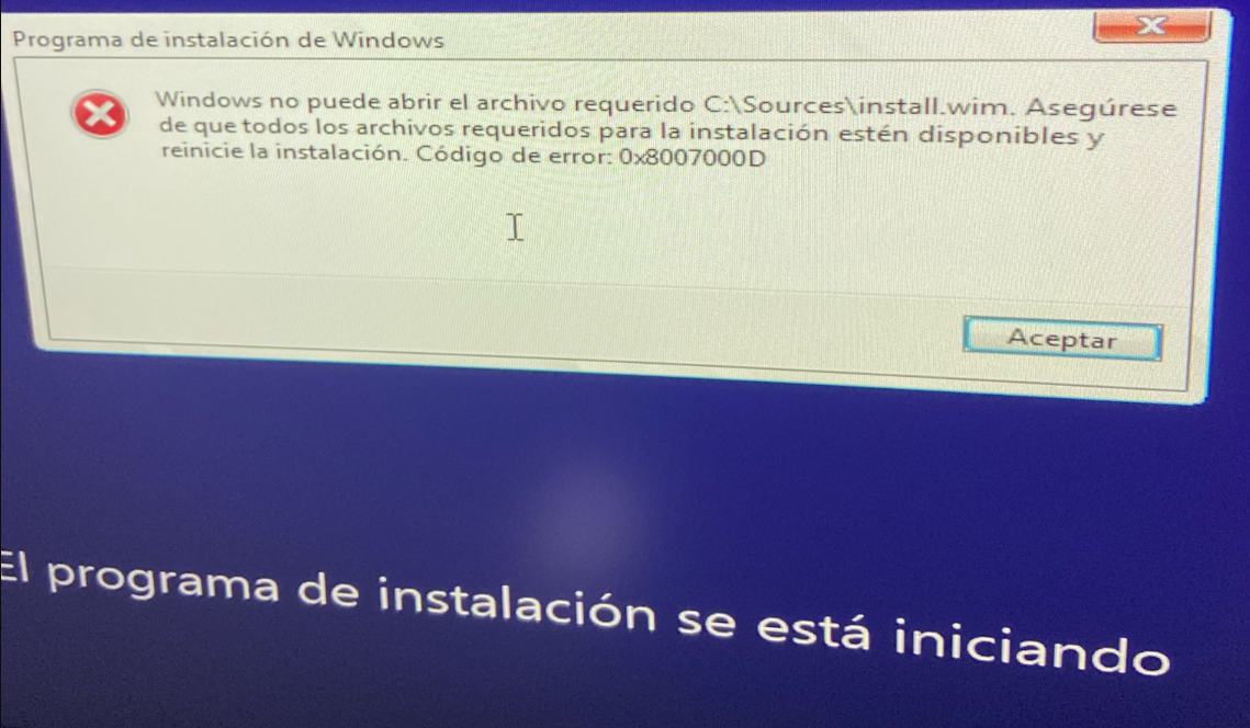 0x8007000D install.wim