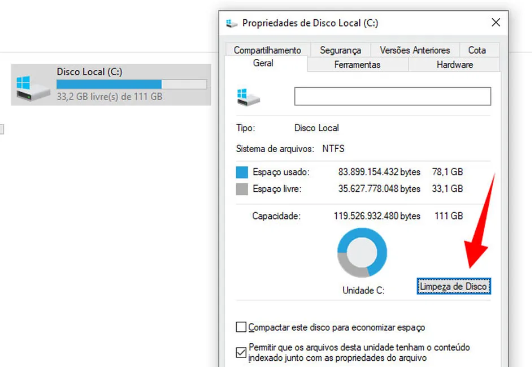 c limpeza de disco