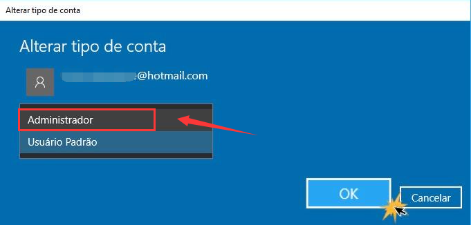 Windows mudar tipo de conta