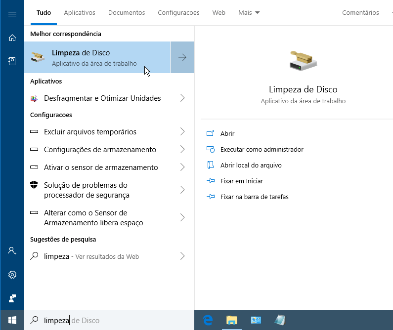 Abra a Limpeza de Disco