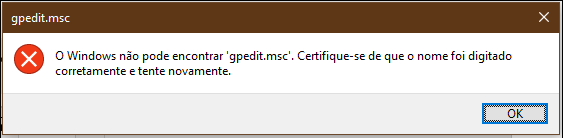 O Windows não consegue encontrar o arquivo gpedit.msc