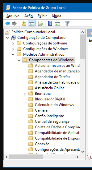 Componentes do Windows,   (Configuração do Computador)-(Modelos Administrativos)-(Componentes do Windows)