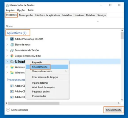 terminar tarefa, gerenciador de tarefas, iCloud