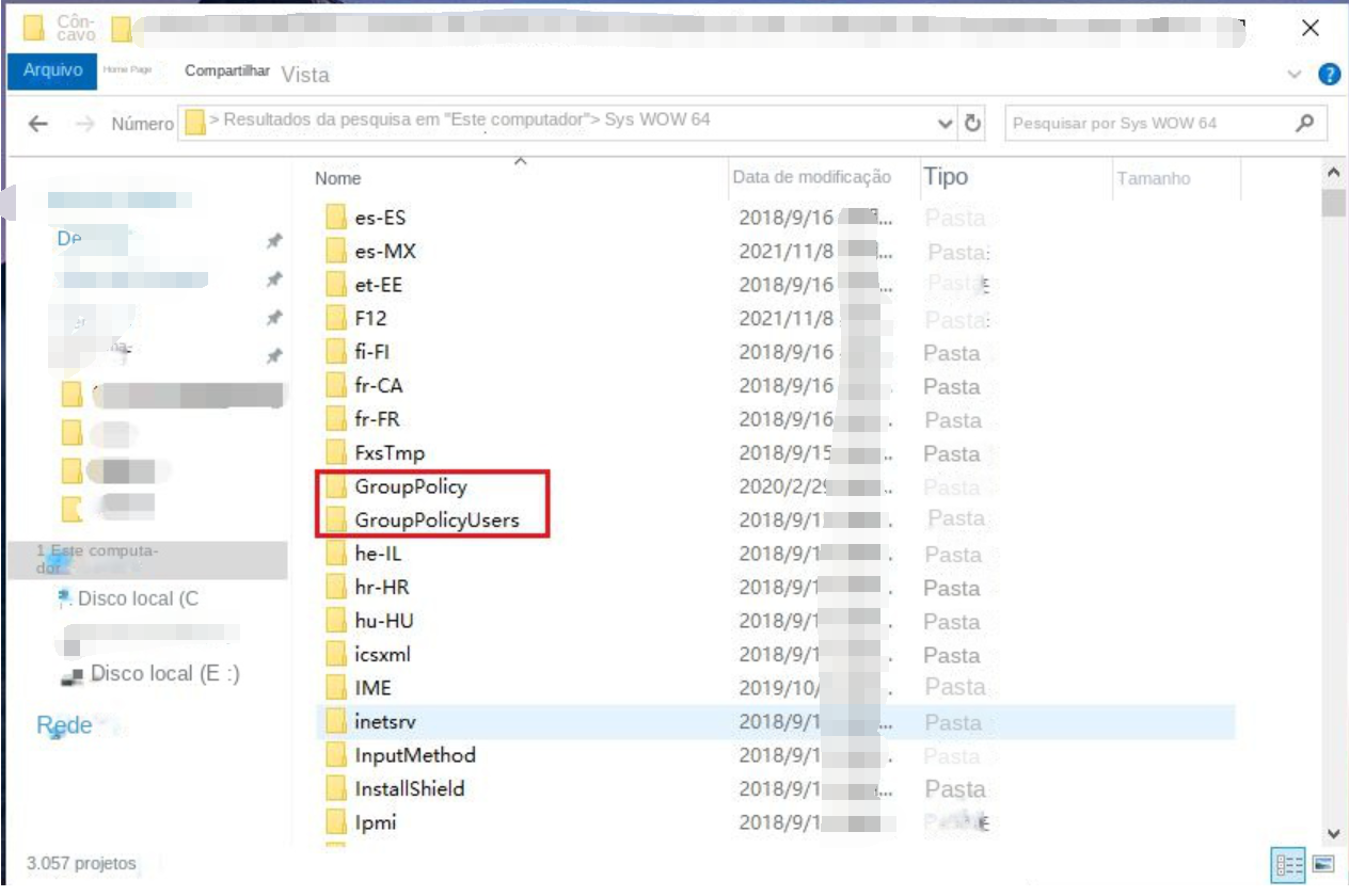 Localize a pasta GroupPolicy GroupPolicyUsers no Windows Explorer