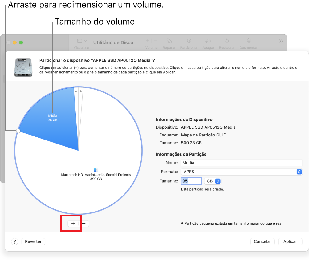 partição de utilitário de disco, mac, nova